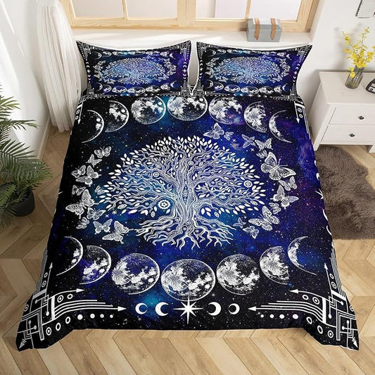 Erosebridal Tree of Life Bedding Set King for Boys Girls Boho Exotic Butterfly Print Duvet Cover Sun and Moon Comforter Cover Teens Kids Bedroom Decor Bohemian Gothic Hippie Bedding Black and White by Erosebridal