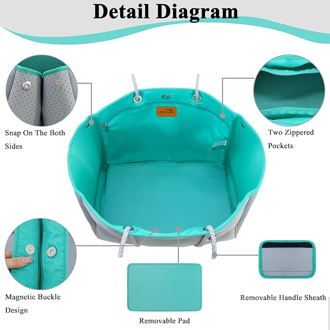 QOGiR Neoprene Multipurpose Beach Bag Tote with Inner Zipper Pocket … … … … - Image 4