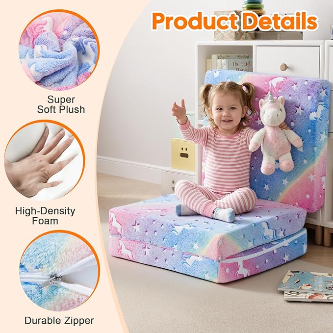 MeMoreCool Glow Star Kids Foldable Floor Mattress, 57x22 Inch Colorful | Glow star foldable mattress for kids room, classroom flexible seating, travel - Image 5