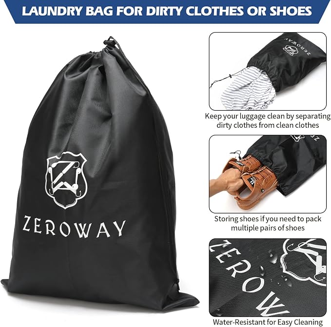 Zeroway PU Leather Travel Duffel Bag with Laundry Bag, Weekender Overnight bag Luggage Carry-On Bag with Shoe Pouch for Men or Women Black - Image 4