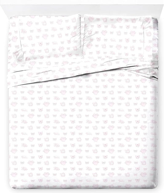 Jay Franco Sheet Set with Fitted, Flat Sheets & Pillow Cover - Ultra-Soft Bedding with Pillowcase for Room Decor, Multi - Hello Kitty, 4 Piece Queen by JayFranco
