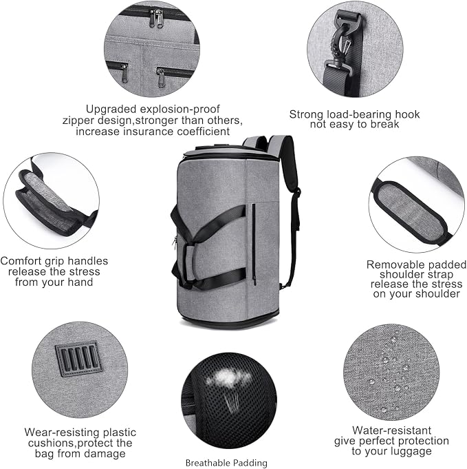 Bukere Carry on Garment Bag for Travel, Convertible Travel Duffel Suit Bag with Backpack Straps, Shoe Compartment, 3 in 1 Weekender Suit Bag for Men Women - Image 5