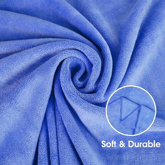 JML Microfiber Bath Towels Set with Hanging Loop, Blue, 27" x 55", 6 Pack | Large, Absorbent, Soft, Fast Drying, Lint free, Fade Resistant, Multipurpose for Adult, Beach, Pool, Sport, Yoga - Image 4