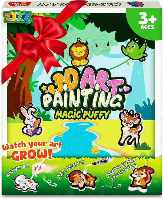 Z1ZZ Aqua Puffs 3D Art-Craft Kit -Aqua Art Magic Paint Set, Mess-Free Water Painting for Kids Age 4 5 6 7 8 9 Boys Girls DlY Color Activity Creative Gift forClass Christmas Birthday Games