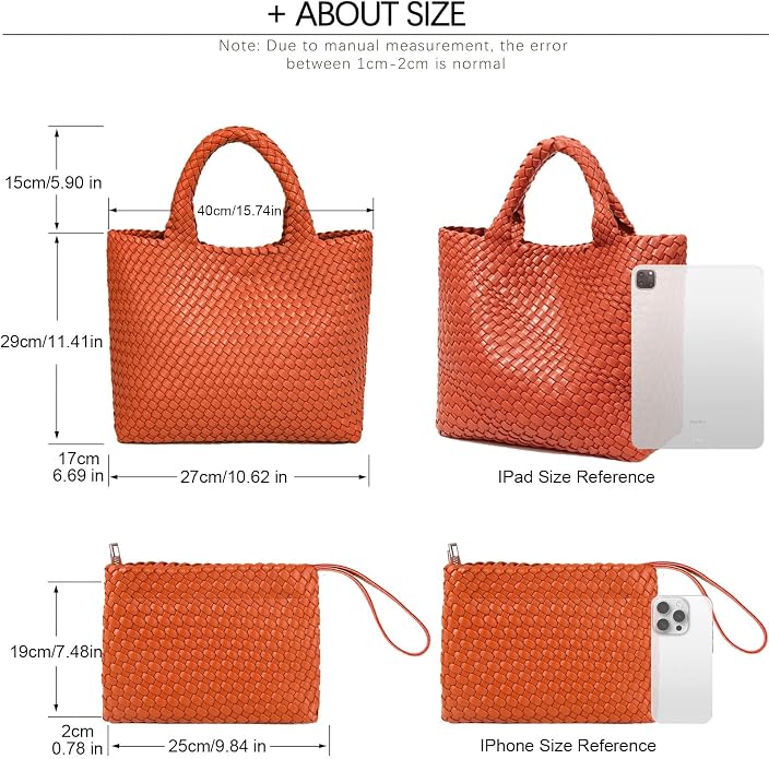 JINMANXUE Fashion Woven Bag Shopper Bag Travel Handbags and Purses Women Tote Bag Large Capacity Shoulder Bags - Image 4