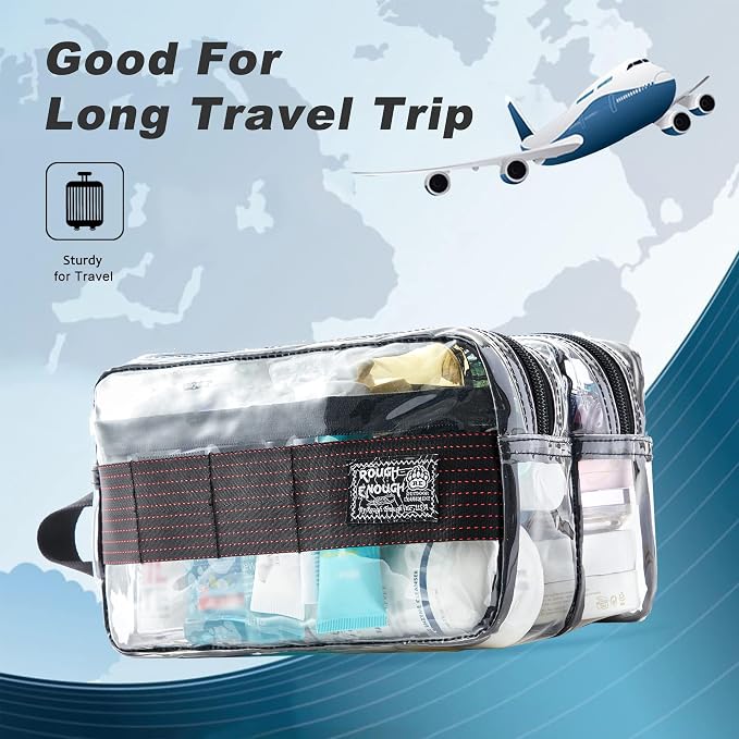 Rough Enough Clear Travel Toiletry Bag for Men Women Traveling Toiletries Essentials Shaving Hygiene Dopp Kit - Image 2