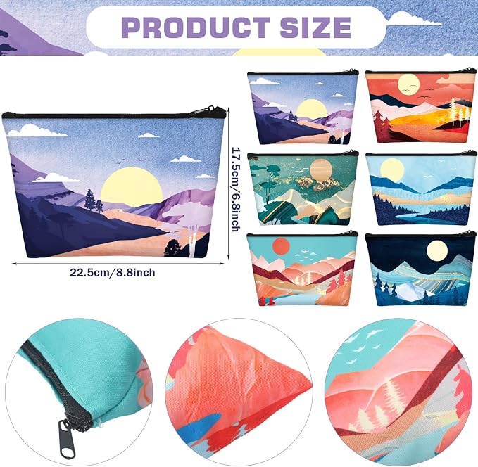 Sweetude 24 Pcs Mountain Makeup Bags Bulk Colorado Gifts Portable Mountain Travel Cosmetic Bags with Zipper Waterproof Portable Roomy Travel Toiletry Organizer Storage Beauty Pouch for Women Gifts - Image 3