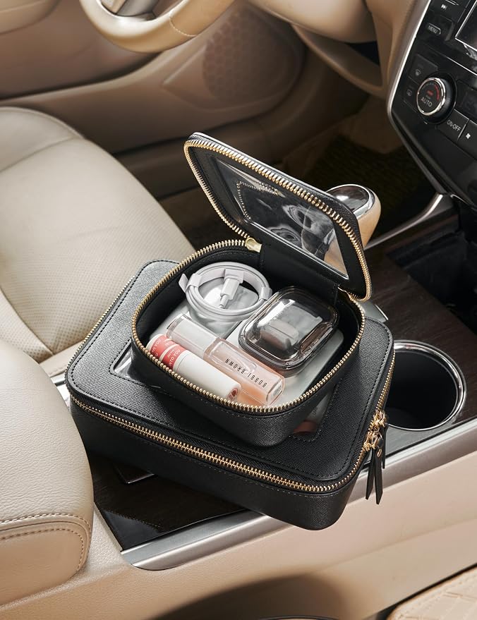 Popvibe Clear Makeup Case Toiletry Bag Travel Medium Clear Cosmetic Bag with Zipper, Make Up Bag Organizer Traveling TSA Approved Transparent Bag Car for Essentials, Mini & Medium, Black - Image 3