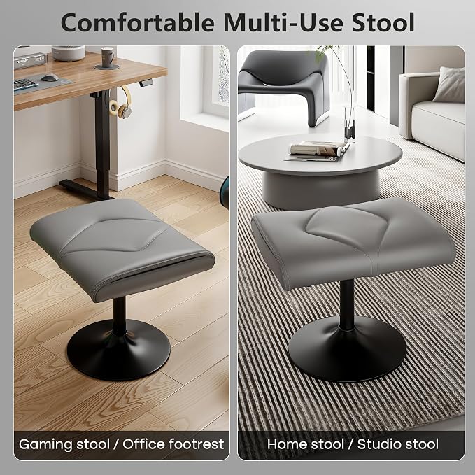 VECELO Foot Rest Under Desk Ottoman, PU Height Adjustable Footrest with Comfort Padding, Leg Rest for Desk for Relieving Leg Pain, Stiffness, and etc, Gray - Image 4