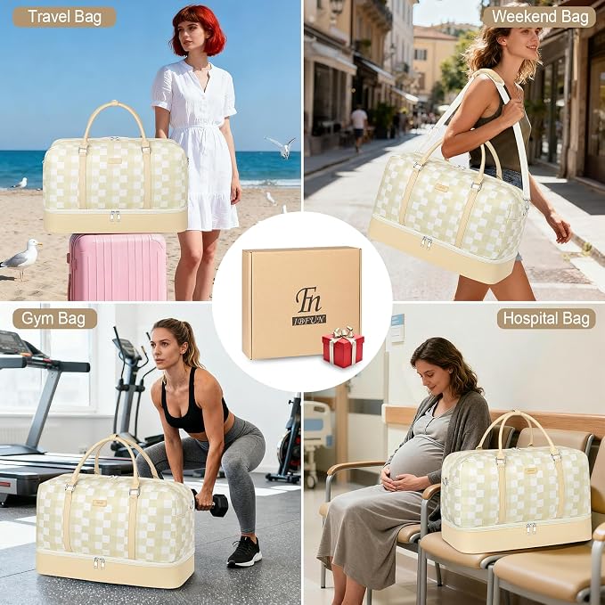 IBFUN Weekender Bags for Women, 21" Weekender Travel Bag, Travel Duffle Bag with Shoe Compartment Carry on Overnight Duffel Bag for Weekend Travel Business Trip, 3PCS - Image 4