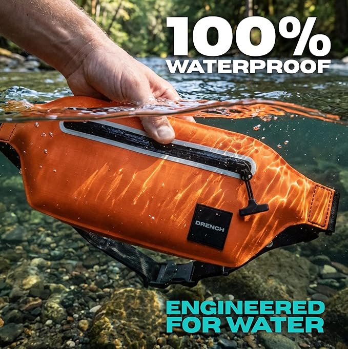 Drench Waterproof Fanny Pack & Waterproof Phone Pouch Set | IPX8 Submersible Waist Pack Dry Bag for Fishing, Hiking, Camping, Kayaking, Paddle Boarding & Water Sports | Orange - Image 2