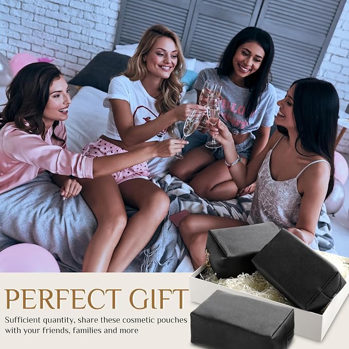 100 Pack Aesthetic Makeup Bags Bulk PU Leather Cosmetic Pouches Waterproof Toiletry Bags Makeup Pouches Bulk for Teen Girls Women Party Gift Travel Storage Back to Teacher Gift (Black) - Image 5