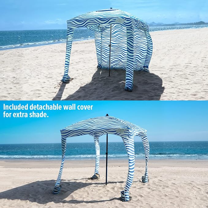 Qipi Beach Cabanas for Sand, Beach Canopy with Sandbags & Side Wall for Family, Easy Set Up Sun Shelter, UPF 50+ UV Protection with Roof Vent - Image 2