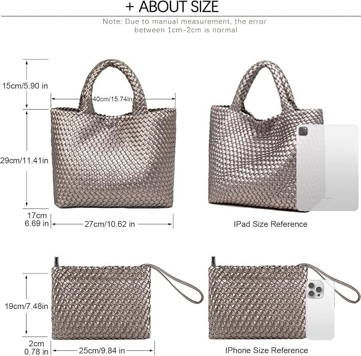 JINMANXUE Fashion Woven Bag Shopper Bag Travel Handbags and Purses Women Tote Bag Large Capacity Shoulder Bags - Image 4
