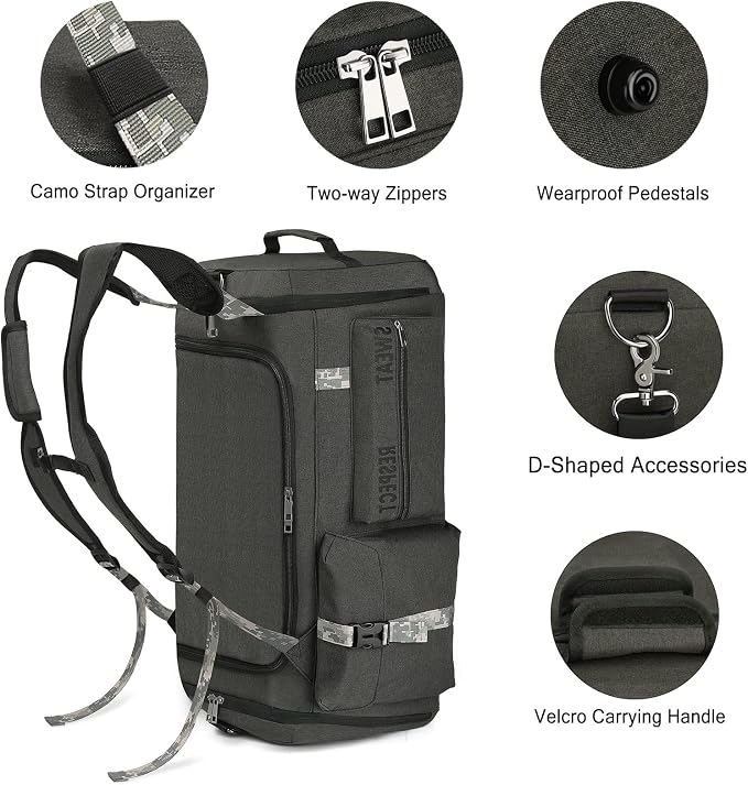 Gym Bags for Men Gym Duffle Bag Backpack 3-Way Sports Duffel Bags for Men with Shoe Compartment & Wet Pocket - Image 5