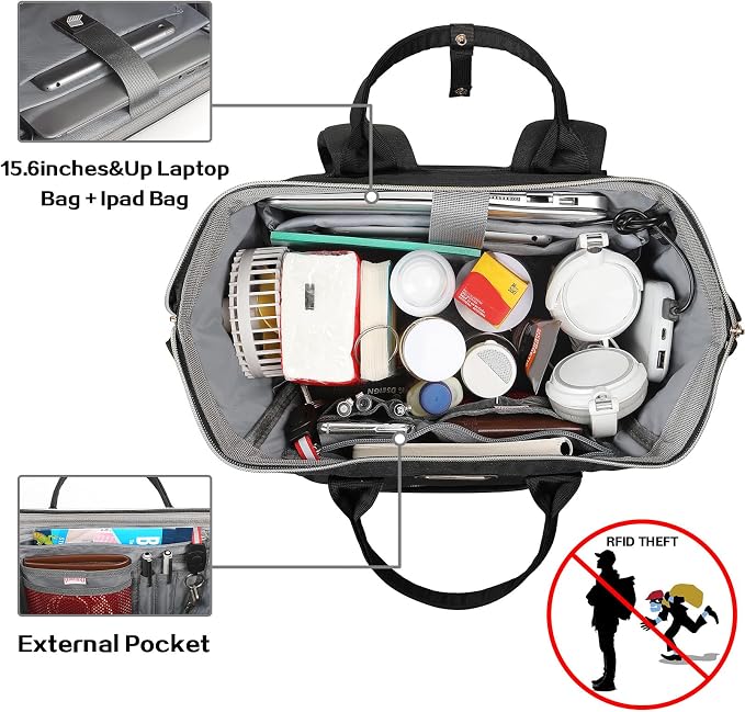 Lunch Bag Backpack, Insulated Cooler Backpack Lunch Box Laptop Backpack for Women Men Fits 15.6 Inch Laptop - Image 4