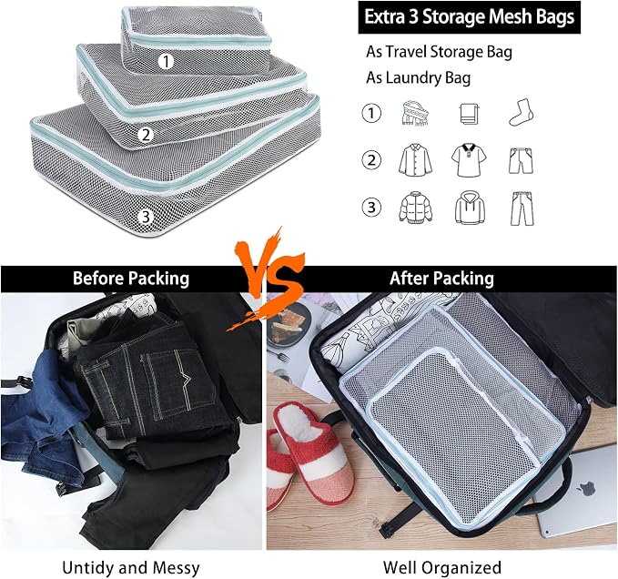 Lubardy Travel Backpack for Men Women 17 Inch Flight Approved Carry on Backpack Waterproof Large 40L Luggage Daypack Business College Weekender Overnight Laptop Backpack with 3 Packing Cubes, Blue - Image 2