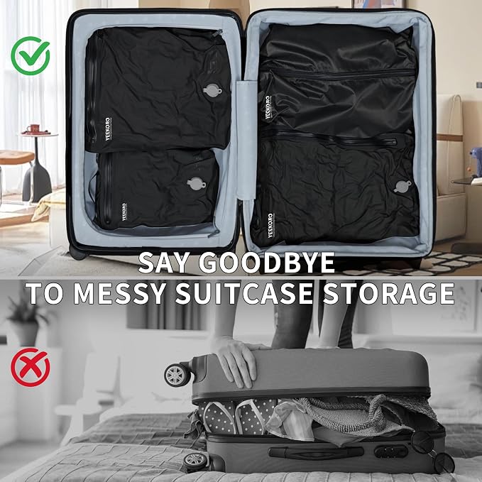 6 Set Vacuum Bags for Travel, Professional IPX8 Reusable Organizer, Compression Packing cube for Suitcases, Durable Seal Space Saver Bags -Traveling/Skiing Essentials (Black with Pump) - Image 6
