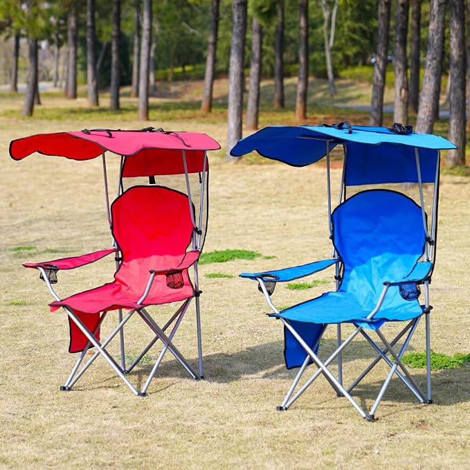 VTOY Portable Camping Chair with Canopy - Folding Chair with Canopy, Durable 600D Oxford Canopy Chair for Camping, Beach, Picnics, Fishing & Sports - Image 9