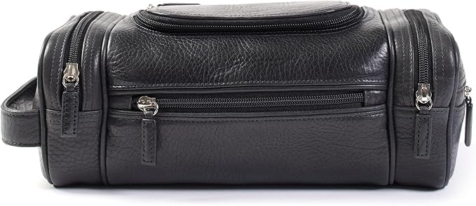 Leatherology Premium Ebony Multi Pocket Toiletry Bag – Full-Grain Leather Travel Dopp Kit with Multiple Zippered Compartments | Spacious, Durable Organizer for Toiletries & Grooming Essentials - Image 3