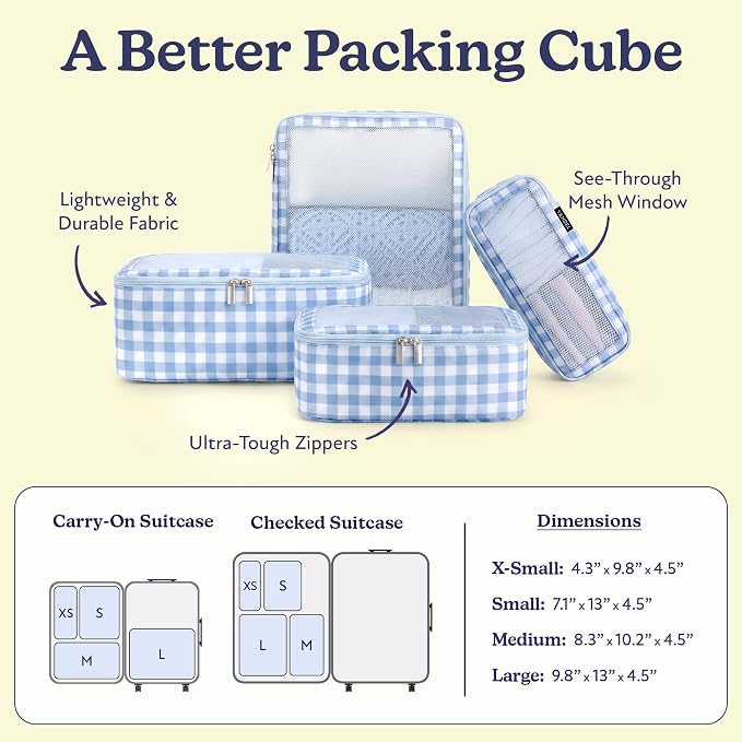 Vandel TSA-Friendly Packing Cubes for Carry On, Mesh Suitcase Organizer Bags Set, Small Packing Cubes for Travel Organizer Bags for Women with Mesh Panel and Durable Zippers, Luggage Cube Set of 4 - Image 2