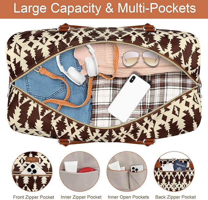 ITIEZY Weekender Overnight Bag for Women - Large Travel Duffel Bag with Shoe Compartment, Gym Duffel Bag Hospital Bag Carry On Tote Bags for Airplanes with Crossbody Bag Toiletry Bag 3Pcs Set - Image 4