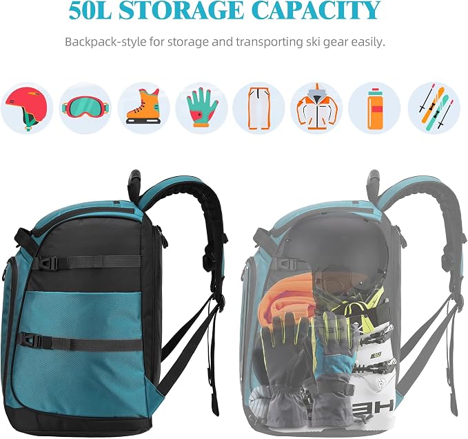 TurnWay Ski/Snowboard Boot Backpack/Ski Boot Backpack | Excellent for Store All Gear | Travel with Waterproof Exterior, Reflective Strip for Men, Women and Youth - Image 6