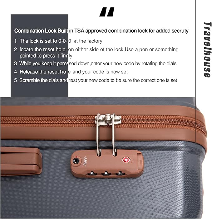 Travelhouse Luggage Sets 5 Piece with Double Spinner Wheels,PP Hardside Suitcase Sets with TSA Lock,Carry On Luggage Set with Travel Duffle Bag for Women and Men - Image 7