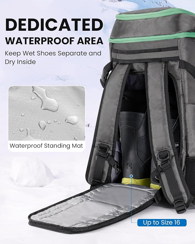 OutdoorMaster Ski Boot Bag, Snowboard Boots Travel Backpack for Helmet, Ski Shoes, Goggles, Gloves and Accessories, Waterproof Exterior & Bottom - Image 4