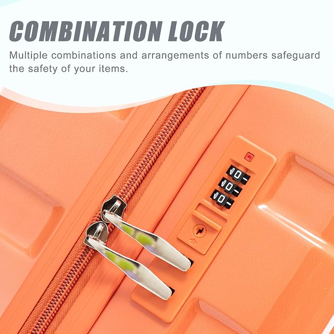 GDFStudio 20/24/28 Inch 3 Piece Hardshell Luggage Set with 360°Spinner Wheels,Lightweight & Waterproof,Polycarbonate Carry On Suitcase with Combination Lock,Retractable Handle,Gradient Blue & Red - Image 8