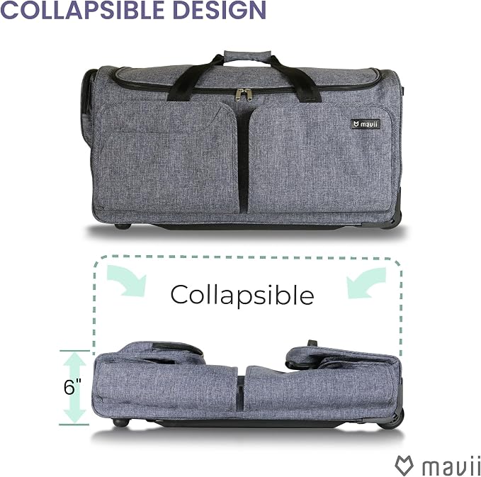 Mavii Dance Bag with Garment Rack - Wheeled 28 Inch Collapsible Travel Bag, Rolling Garment Rack Luggage, Gray - Image 6