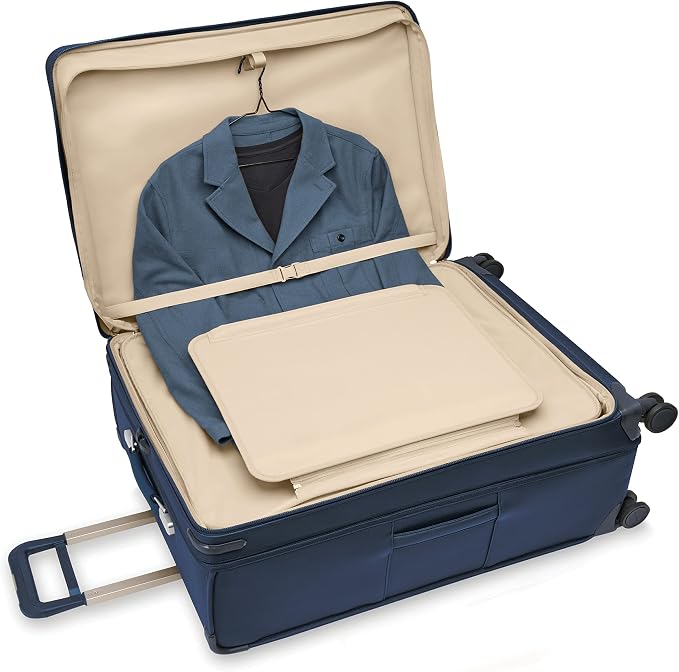 Briggs & Riley 31" Extra Large Expandable Spinner - Checked Luggage for Travel, Suitcases with Wheels, Softside Rolling Bag for Men & Women, Self-Repairing Zipper - Baseline Collection, Navy - Image 13