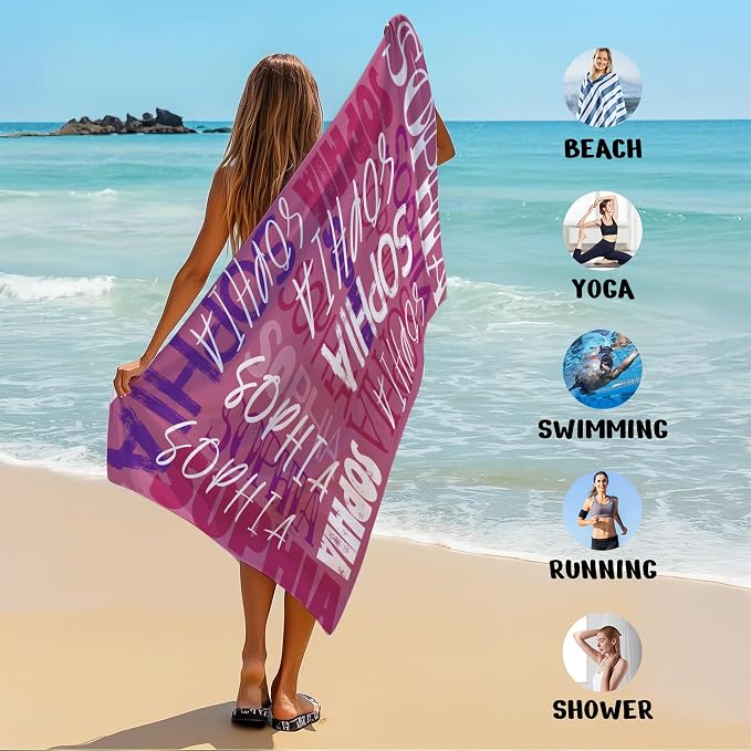JML Personalized Beach Towel with Name, Custom Beach Towel with Name, Customized Microfiber Pool Towel, Quick Dry & Absorbent Swim Towel for Adult,Anniversary, Birthday, Summer Holiday,Vacation - Image 6