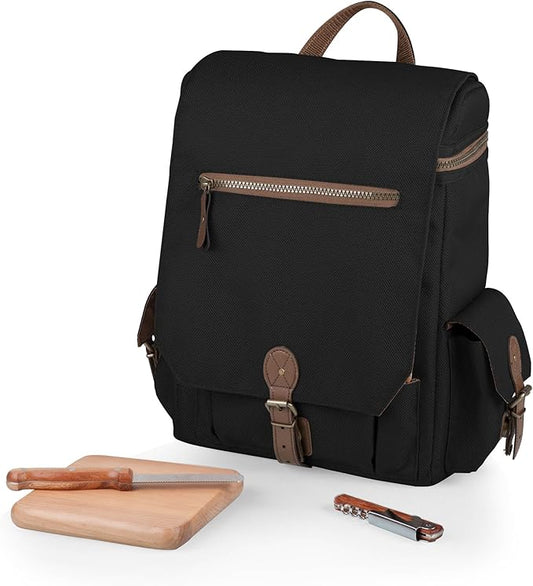Picnic TIME Moreno 3-Bottle Wine & Cheese Tote, Luxury 3 Bottle Insulated Wine Bag Set with Cheese Board, Knife, & Corkscrew, Adjustable PaddedStrap, and Pockets, Romantic Kit for Couples, (Black) by PicnicTimeFamilyofBrands