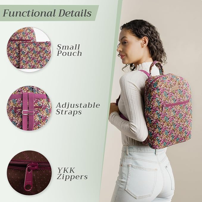 Maison d' Hermine Backpack for Women Men Cotton Shoulder Multipurpose Rucksack with Small Pouch Lightweight Multi Pocket Bag for Travel Work Beach Perfect for Spring Summer (Hoara) - Image 4