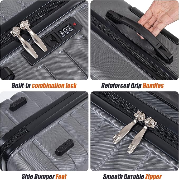 Cosbarn Luggage Sets 5 Piece Suitcases with Wheels, Suitcase Set ABS Hard Case Luggage with Lock Spinner Wheels Durable Travel Luggage - Image 4