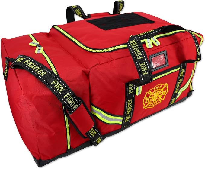 Lightning X Products Fireman Premium 3XL Firefighter Rescue Step-In Turnout Fire Gear Bag With Shoulder Strap & Helmet Pocket (Red) by LightningXProducts