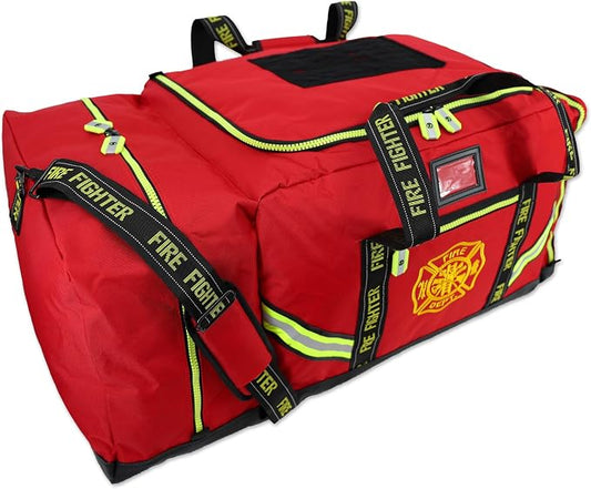 Lightning X Products Fireman Premium 3XL Firefighter Rescue Step-In Turnout Fire Gear Bag With Shoulder Strap & Helmet Pocket (Red) by LightningXProducts
