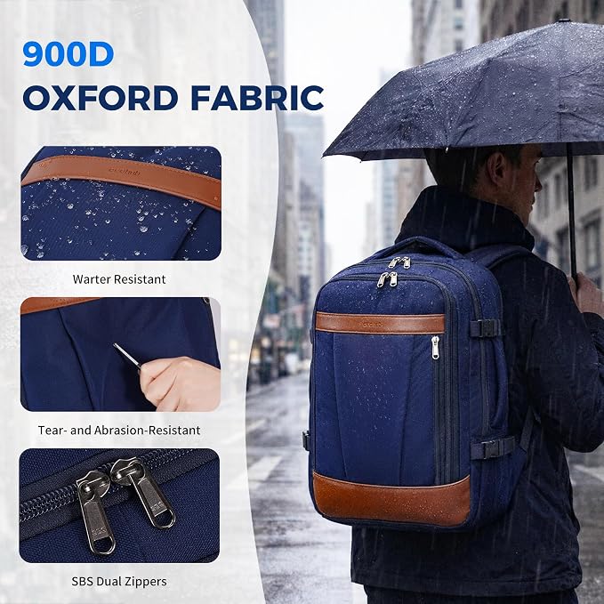 ECOHUB 19" Travel Backpack for Men Women 30L Large Carry-On Backpack with 17.3 In Laptop Compartment,Blue - Image 8