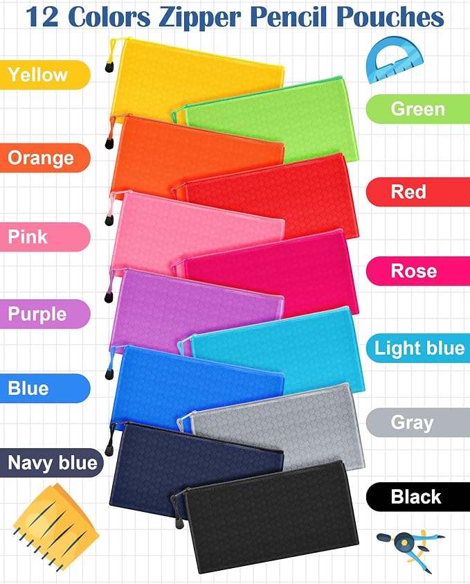 Aliceset 300 Pcs Pencil Pouches Bulk 12 Color A6 Size Small Zipper Pencil Bags Football Pattern Waterproof Bulk Pen Pouches Stationery Storage Bags for Back to College Office Supplies - Image 7