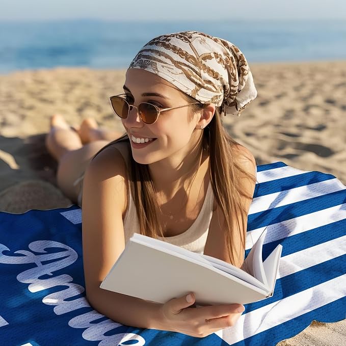 JML Personalized Beach Towel with Name, Custom Cabana Stripe Beach Towel, Customized Microfiber Pool Towel, Quick Dry & Absorbent Swim Towel for Adult,Mother's Day, Birthday, Summer Holiday,Vacation - Image 5