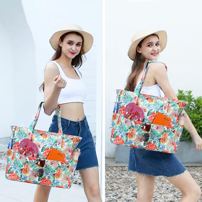 Bluboon Waterproof Beach Tote Pool Bags for Women Ladies Extra Large Carry On Bag With Wet Compartment for Weekender Travel - Image 2