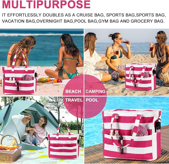 Bluboon Waterproof Beach Tote Pool Bags for Women Ladies Extra Large Carry On Bag With Wet Compartment for Weekender Travel - Image 8