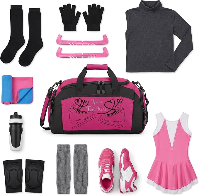 Personalized Figure Skating Duffle Bag with Name – Custom Ice Skating Team Gear Bag for Girls, Competition & Rink Practice Travel Bag - Image 4