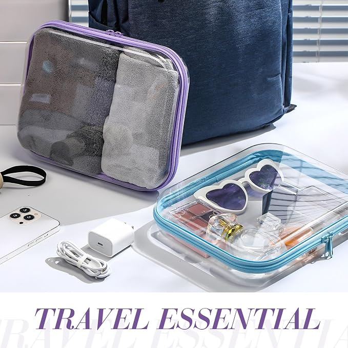 Hoolerry 4 Pcs Hard Clear Zipper Case Makeup Bags Plastic Zipper Pouch Transparent Storage Box Containers for Cosmetics, Snacks, Building Blocks, Puzzles(Clear,9.8 x 7.9 x 2 in,Multicolor) - Image 5