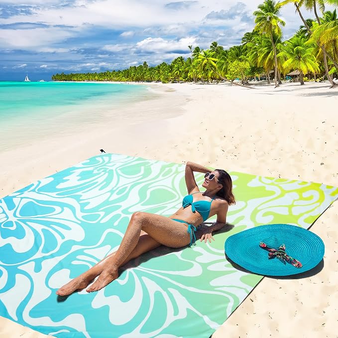HIHOHO Beach Blanket Waterproof Sandproof Extra Large Beach Mat 79" X 83"/120"x108"for 1-8 Adults Quick Drying Durable Outdoor Picnic Mat for Beach Travel Camping Hiking - Image 4