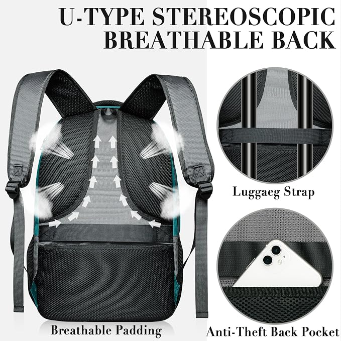 BIKROD Travel Laptop Backpack for Men and Women, Backpacks for School Teen Boys, Business Anti Theft Slim Sturdy Back Pack, Adult Computer Bag Gift 15.6 IN Laptop - Image 5