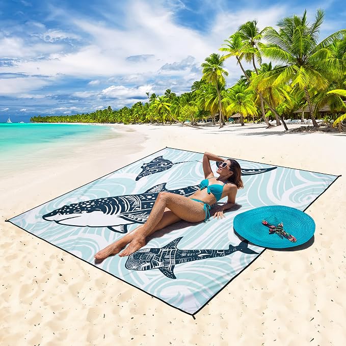 WIWIGO Beach Blanket Waterproof Sandproof Beach Mat 79" X 83"/10'x9'for 2-8 Adults Quick Drying Outdoor Picnic Mat Beach Accessories for Travel, Camping, Hiking - Image 5