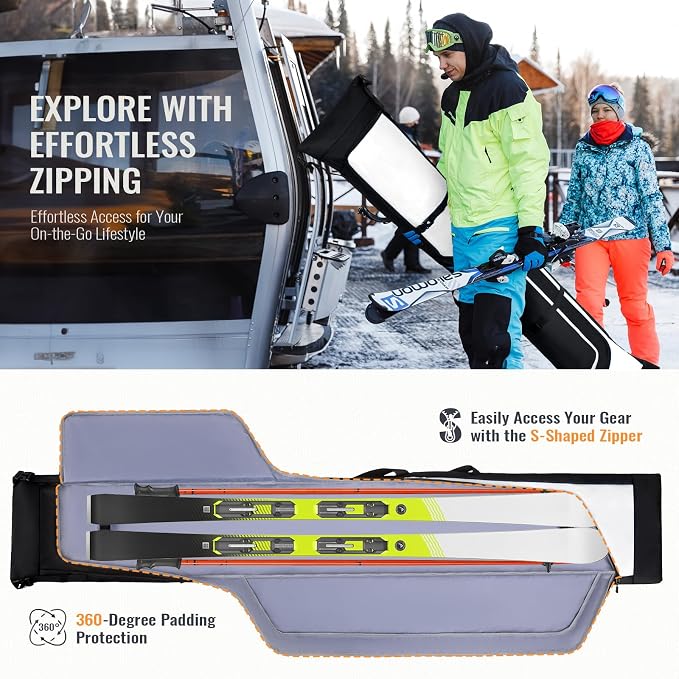 GoHimal Ski Bag & Boot Bag Combo, Padded Ski Carrier | Fits Skis Up to 200CM, Fits Boots Up to US13, Safety Reinforced, Water-Resistant, Ski Travel Bag - Image 3