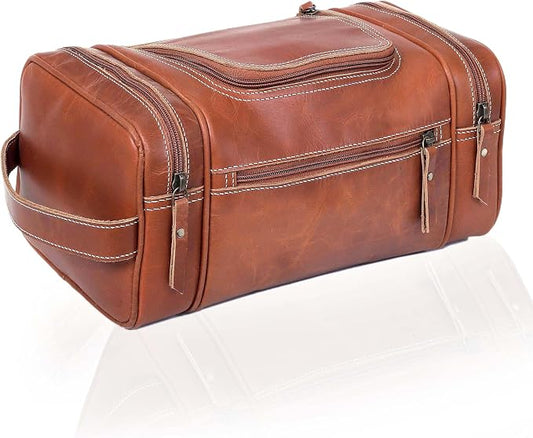 VC VINTAGE COUTURE Leather Toiletry Bag for Men Extra Large Leather Men's Toiletry Bag for Traveling Real Leather Dopp Kit for Men Leather Shaving Bag for Travel by VCVINTAGECOUTURE